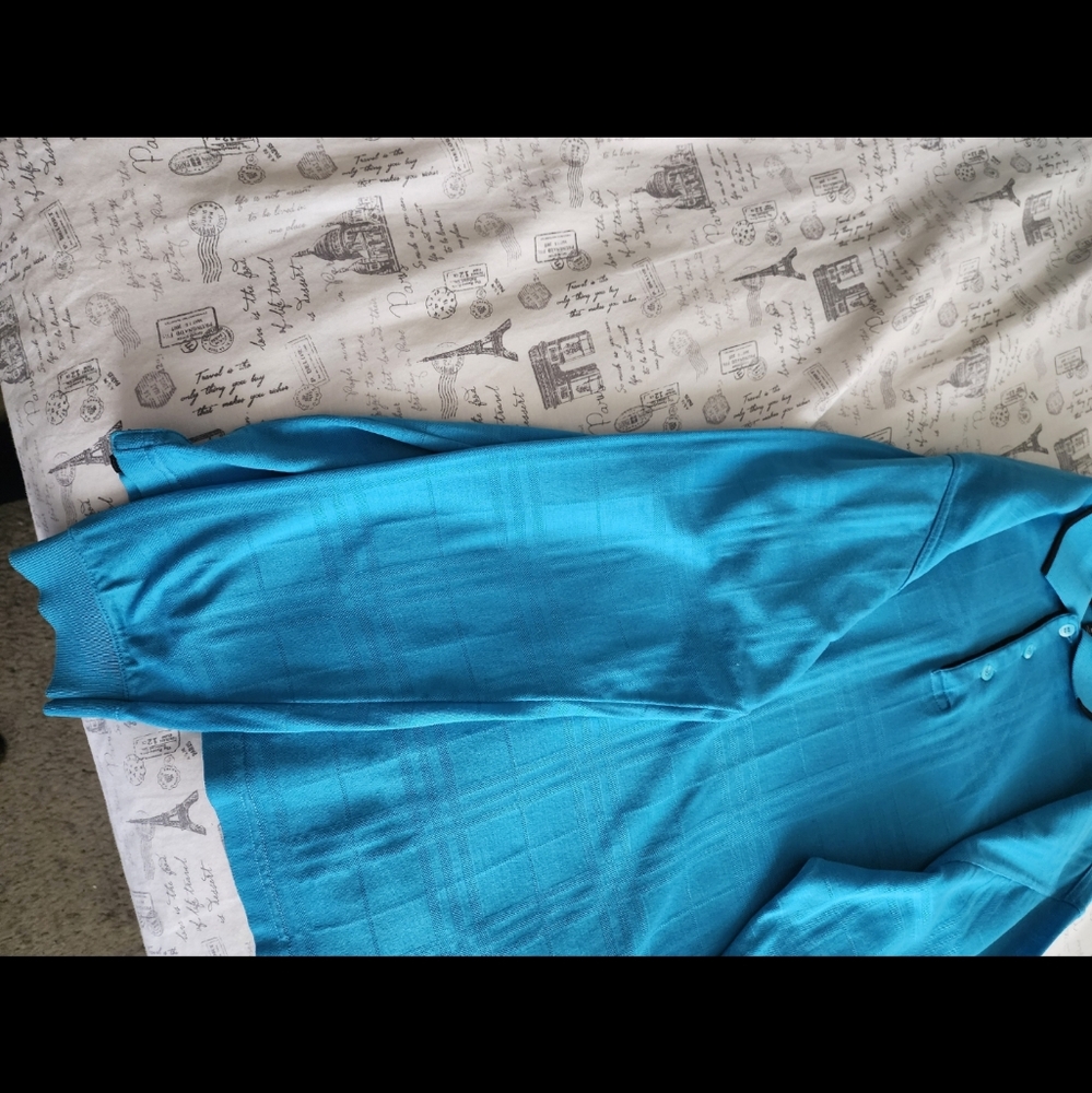 Burberry Ocean Blue Check Long Sleeve Polo Shirt - Picture 8 of 16
